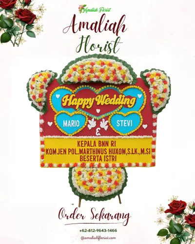 Karangan Papan Bunga Pernikahan di Jambearum